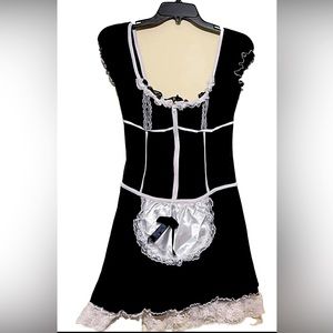 Maid Costume XL with Headband and Fishnets